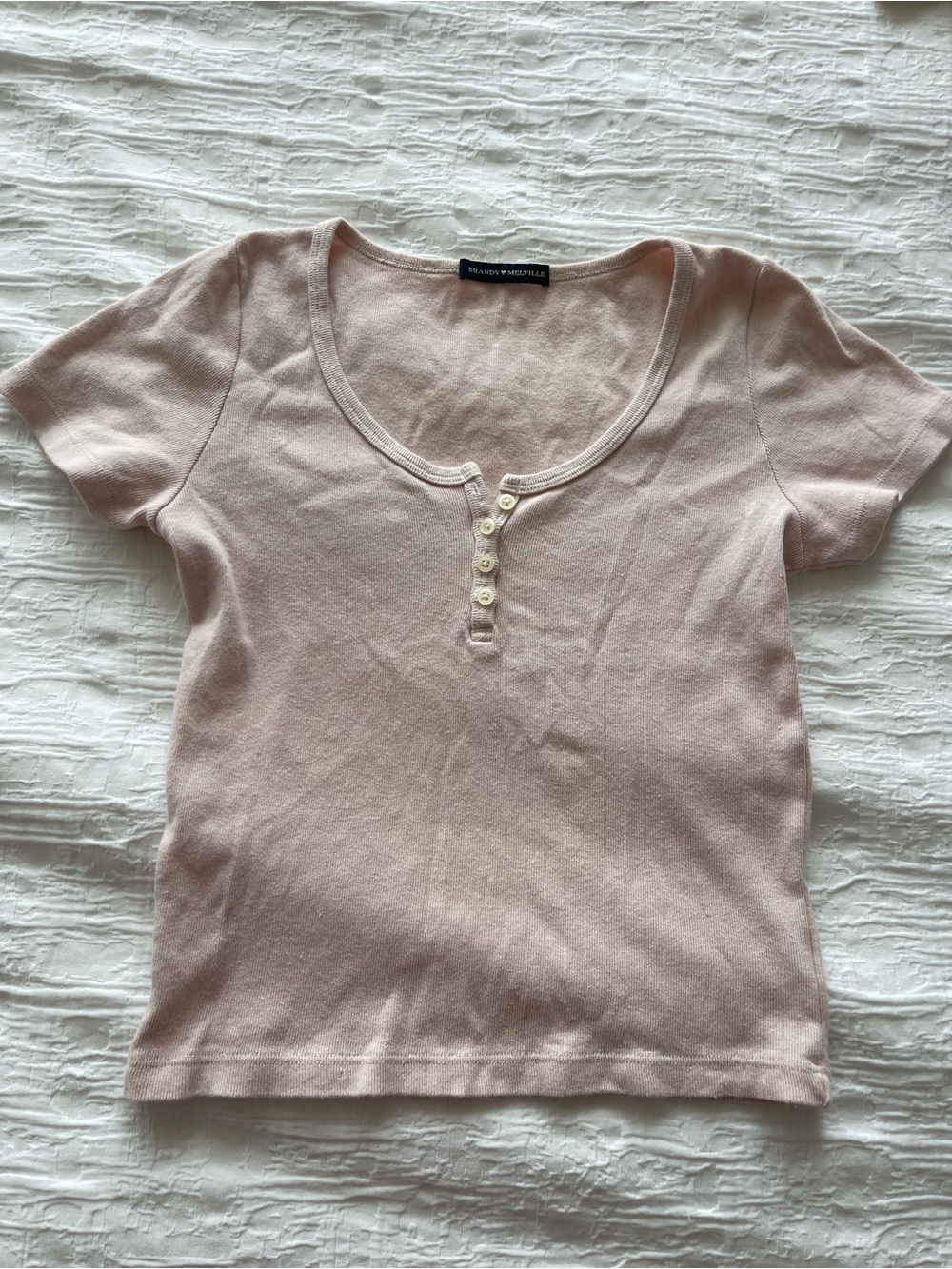 Brandy Melville Short Sleeve Ribbed Soft Knit Zelly Light Pink Top